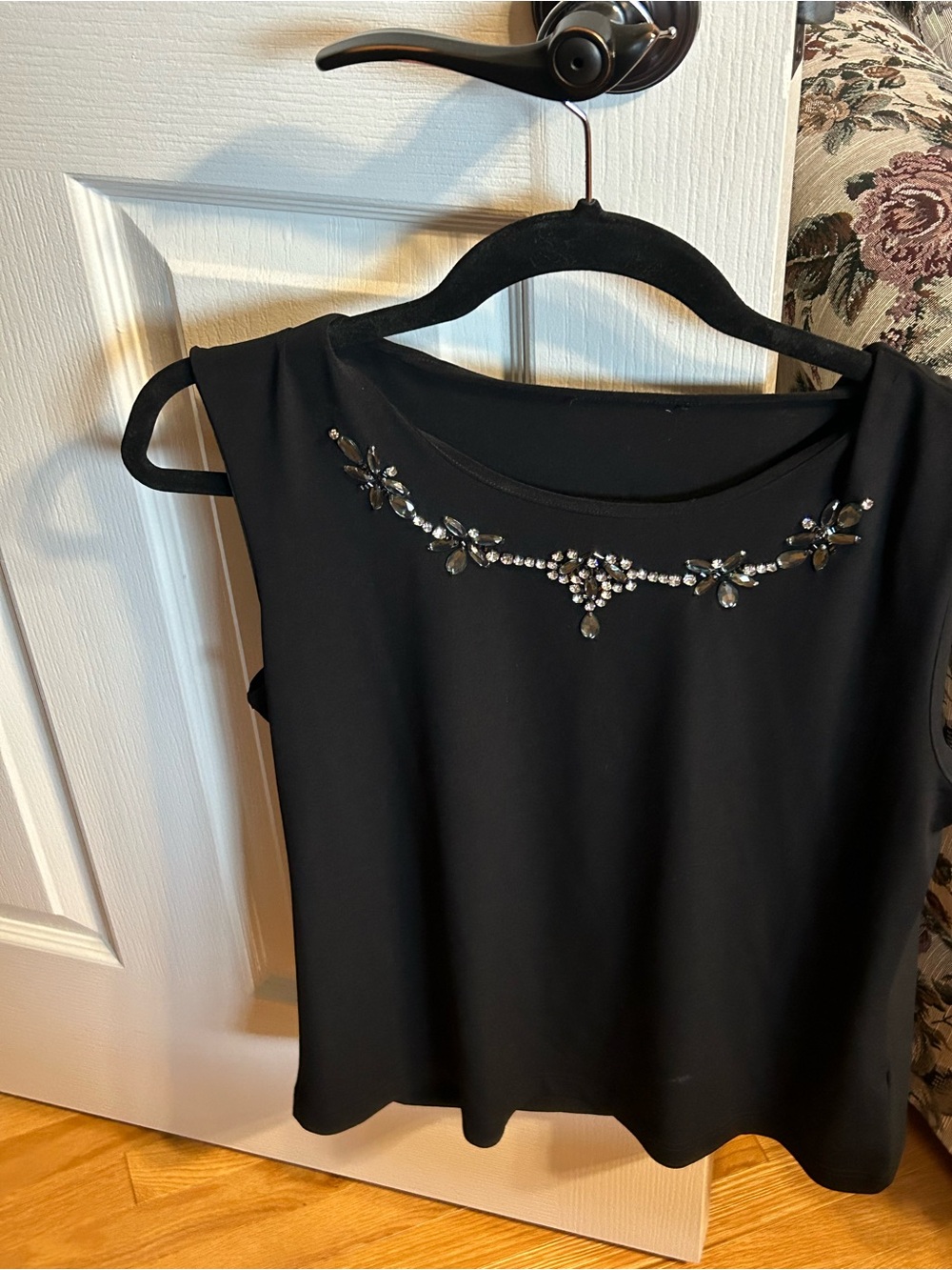 Black Jeweled Sleeveless Camisole Top